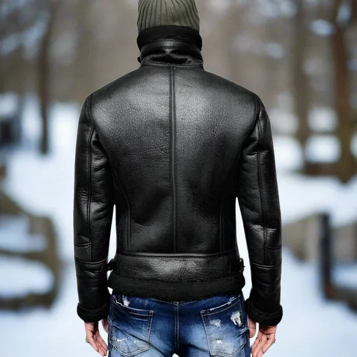 Bent - veste en cuir épaisse et doublée pour l'hiver