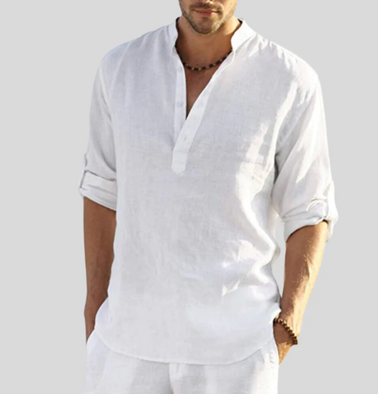 Adriano - chemise élégante en lin avec col