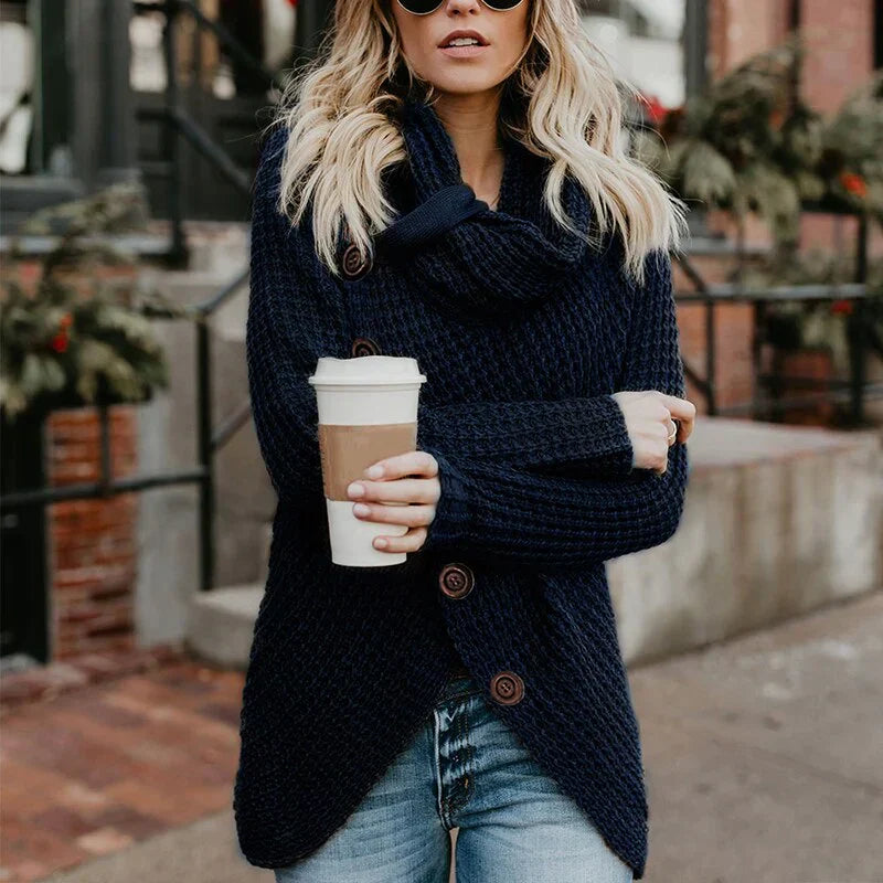 Millie - pull à col roulé a-symétrique moderne avec détails élégants
