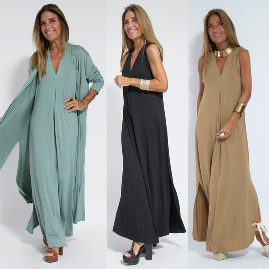 Ayania - ensemble robe longue amincissante et gilet