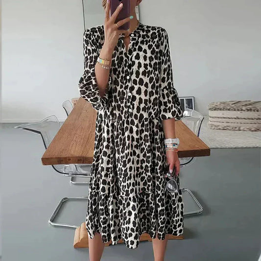 Benancio | robe midi à imprimé léopard
