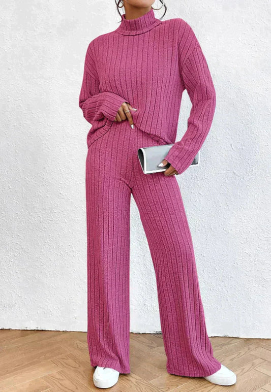 Margaux - Ensemble 2 pièces en tricot avec pull à col roulé et pantalon