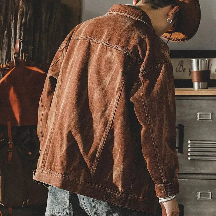Octavian - veste denim marron pour homme