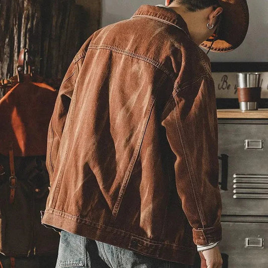 Octavian - veste denim marron pour homme