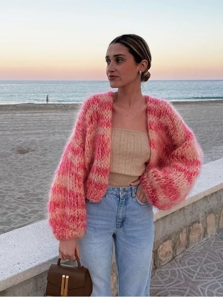 Frances - pull ouvert rayé