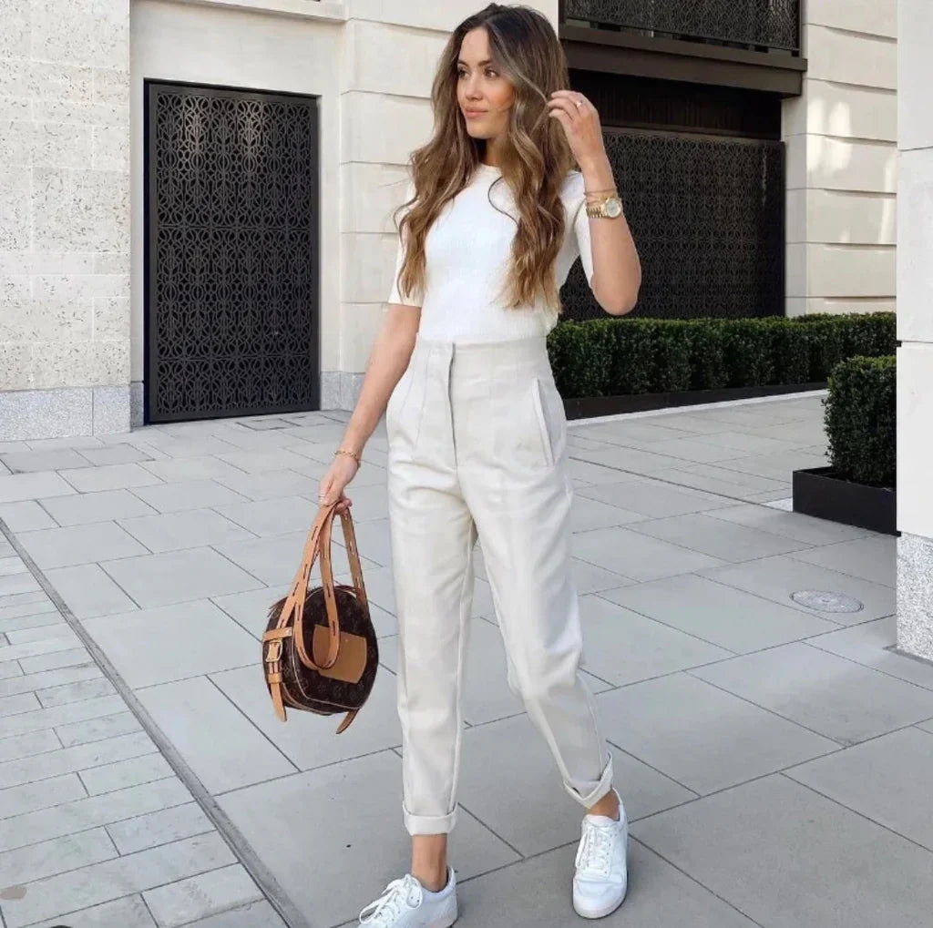 Pantalon formel décontracté taille haute