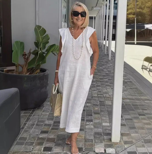 Robe décontractée en coton et lin