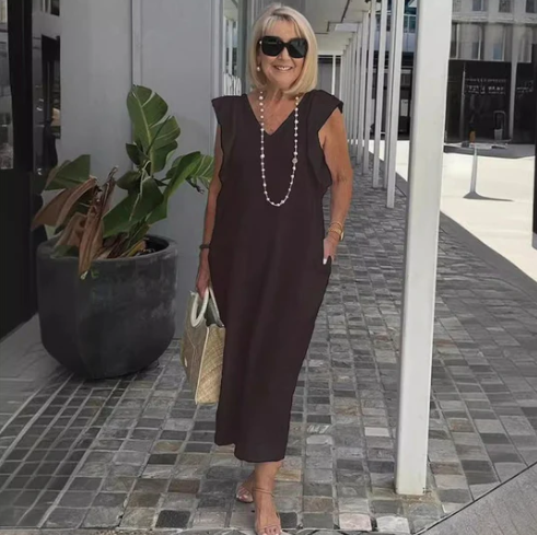 Robe décontractée en coton et lin