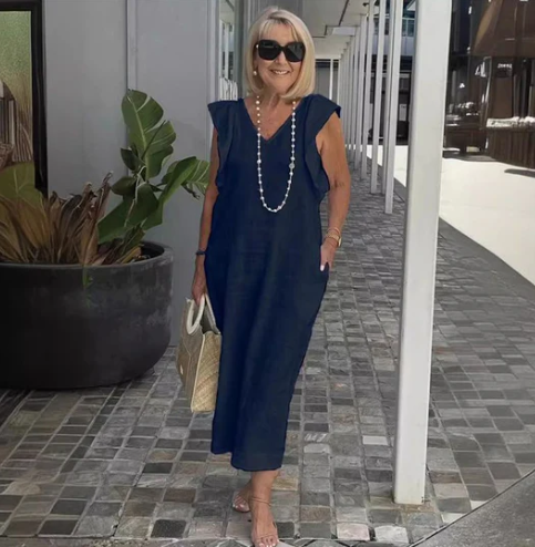 Robe décontractée en coton et lin