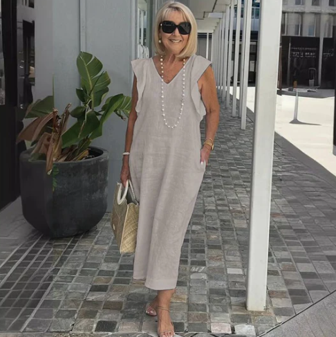 Robe décontractée en coton et lin