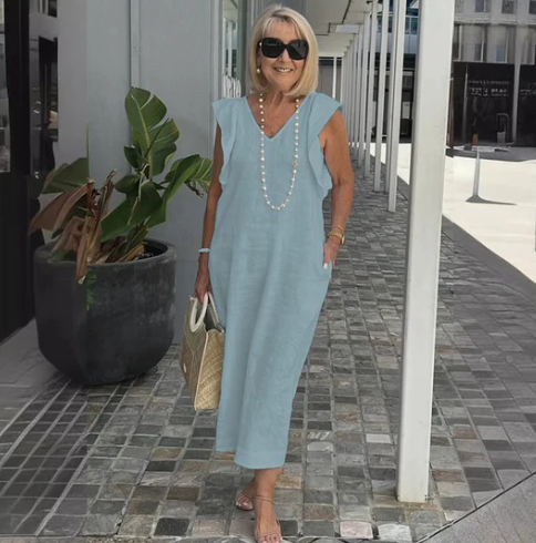 Robe décontractée en coton et lin