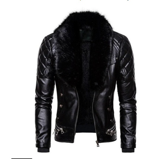 Ganda - veste en cuir pour homme avec col amovible