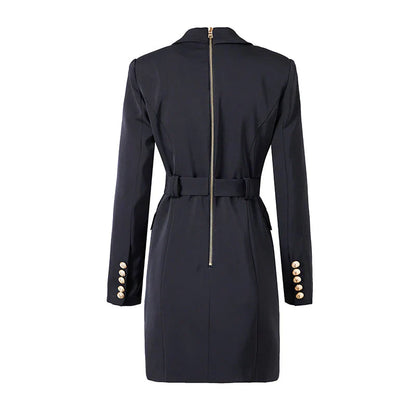 Katja's – robe blazer de bureau classique avec ceinture et boutons luxueux