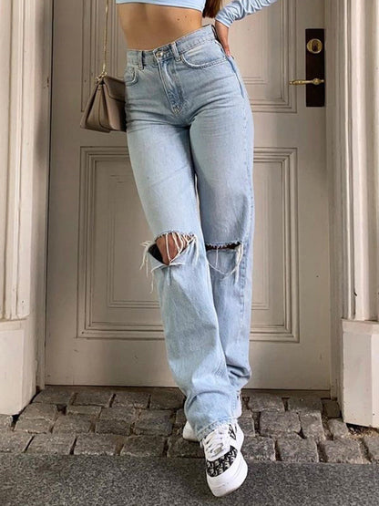 Pantalon en jean pour femme, coupe ample
