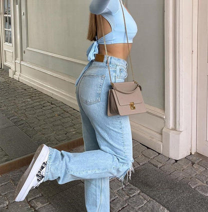 Pantalon en jean pour femme, coupe ample