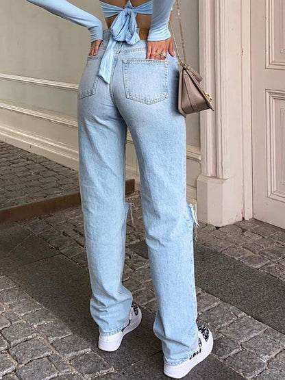 Pantalon en jean pour femme, coupe ample