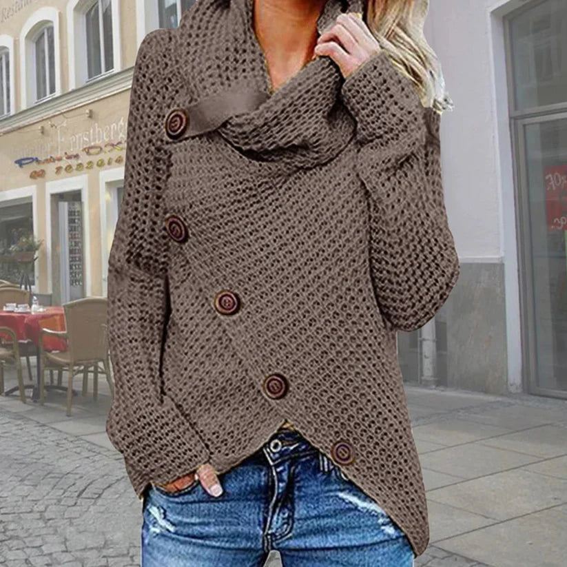 Millie - pull à col roulé a-symétrique moderne avec détails élégants