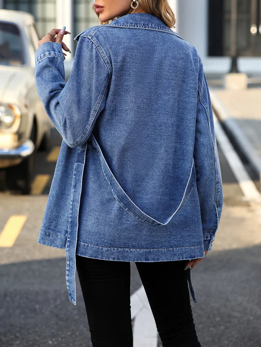 Gina - manteau en jean pour femme avec poches à rabat