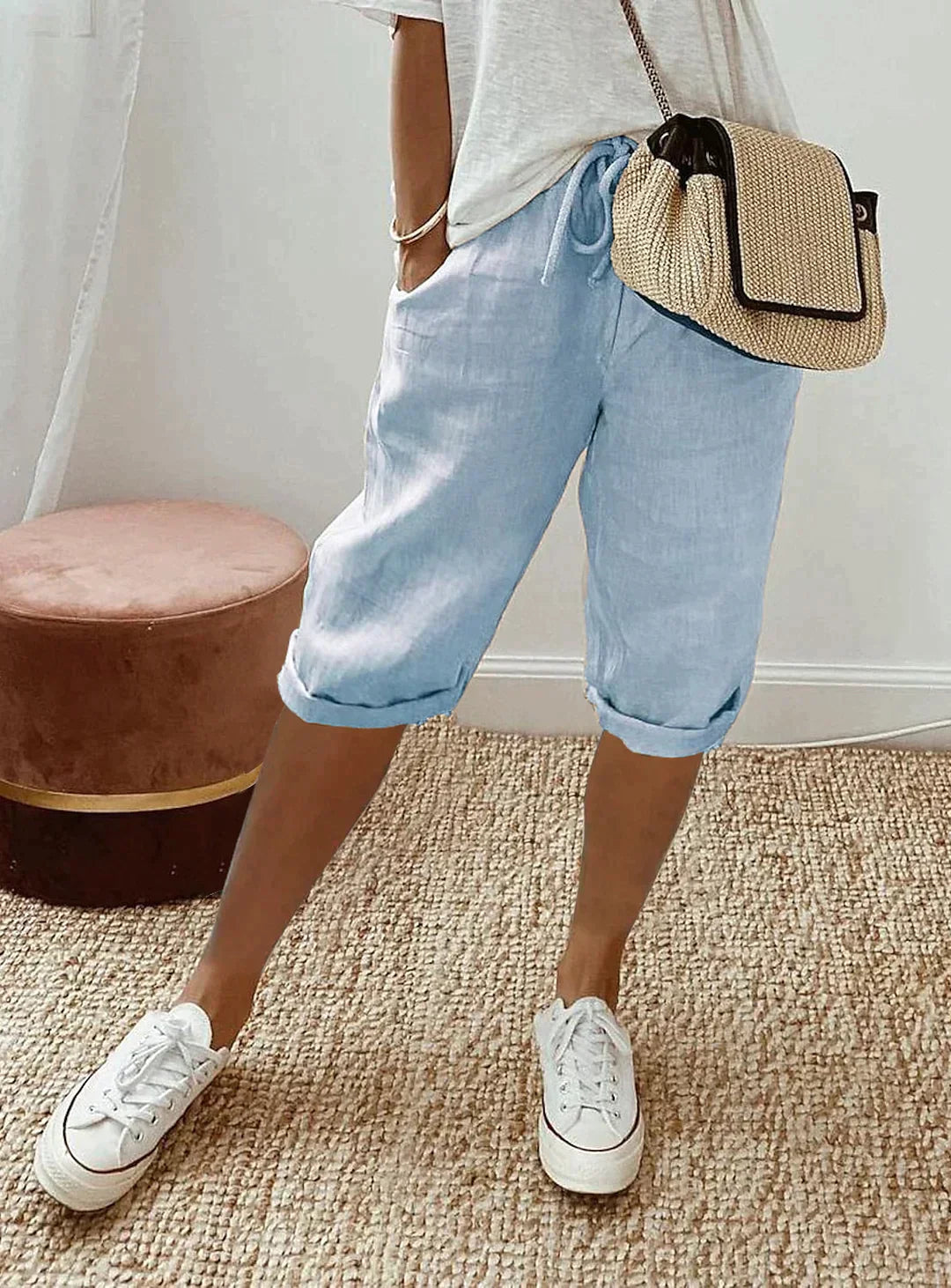 Pantalon en lin décontracté et stylé
