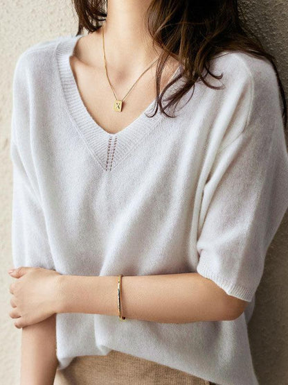 Alison - pull en tricot cachemire col v
