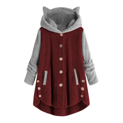 Nina - sweat-shirt femme en polaire avec oreilles de chat et manches détachées