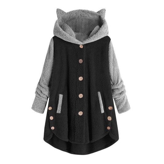 Nina - sweat-shirt femme en polaire avec oreilles de chat et manches détachées