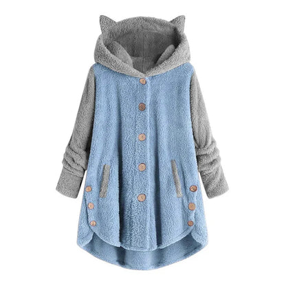 Nina - sweat-shirt femme en polaire avec oreilles de chat et manches détachées