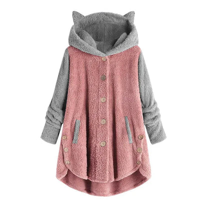 Nina - sweat-shirt femme en polaire avec oreilles de chat et manches détachées