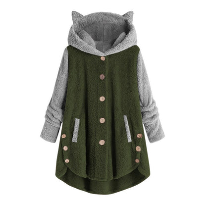 Nina - sweat-shirt femme en polaire avec oreilles de chat et manches détachées