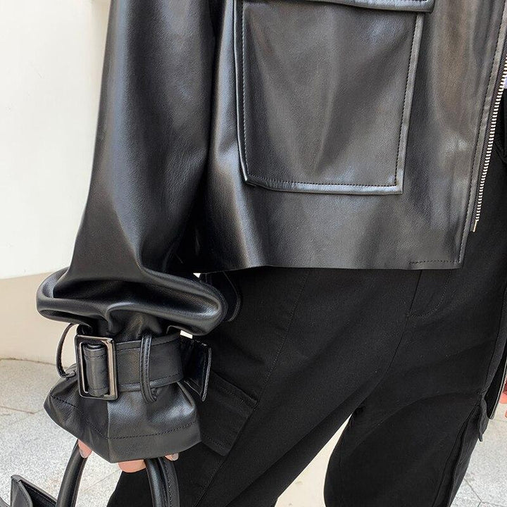 Kulta - veste en cuir pour femme avec box-cut