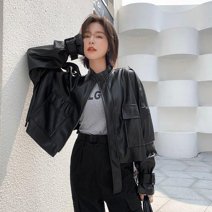 Kulta - veste en cuir pour femme avec box-cut