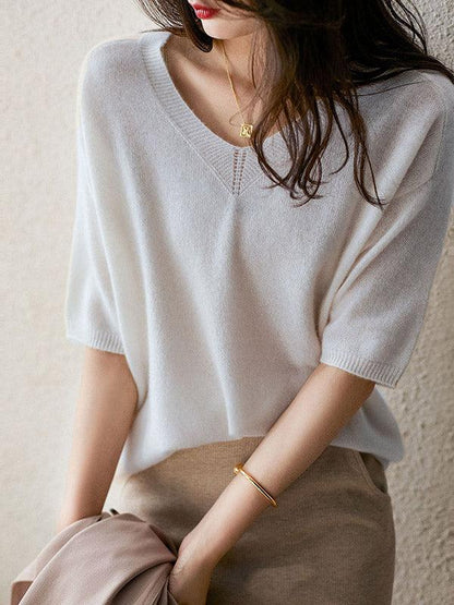 Alison - pull en tricot cachemire col v
