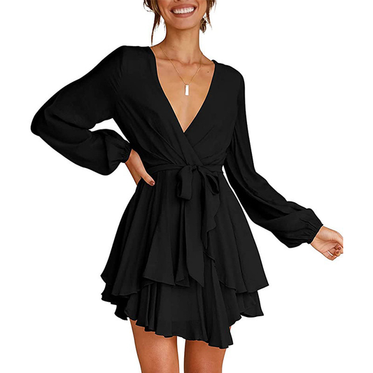 Gwen - robe col V manches lanterne
