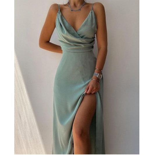 Elégante robe de bal col V spaghetti bretelles