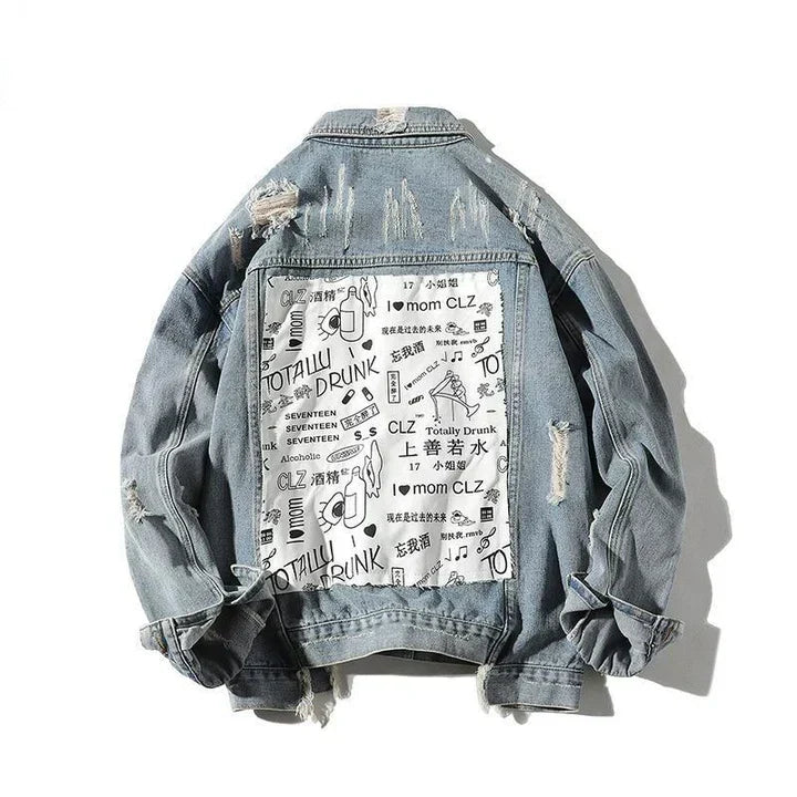 Mesha - veste en jean pour homme avec patch au dos