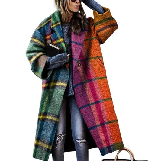 Milla - manteau long et chaud en laine aux couleurs enchanteresses