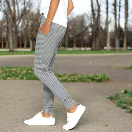 Julia - pantalon en coton rayé à la mode
